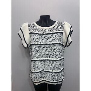 Skies Are Blue Sz L Sleeveles Sweater Light Flutter Cap Sleeve Academia Casual